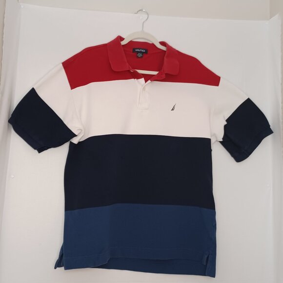 Men's Nautica Red, White, Blue Classic 100% Cotton Polo Size XXL - Picture 1 of 8